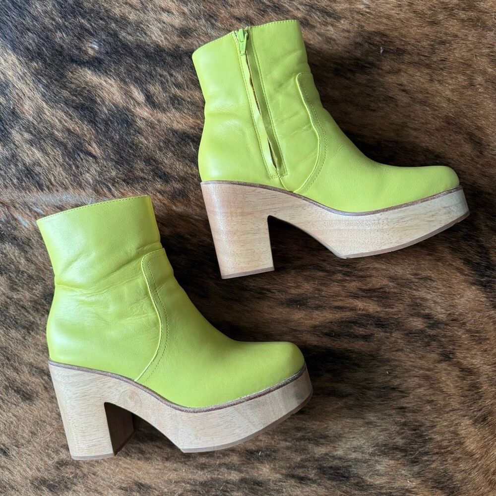 Charlotte Stone Paz Leather Platform Clog Heel Boots  Maximalist Size 8